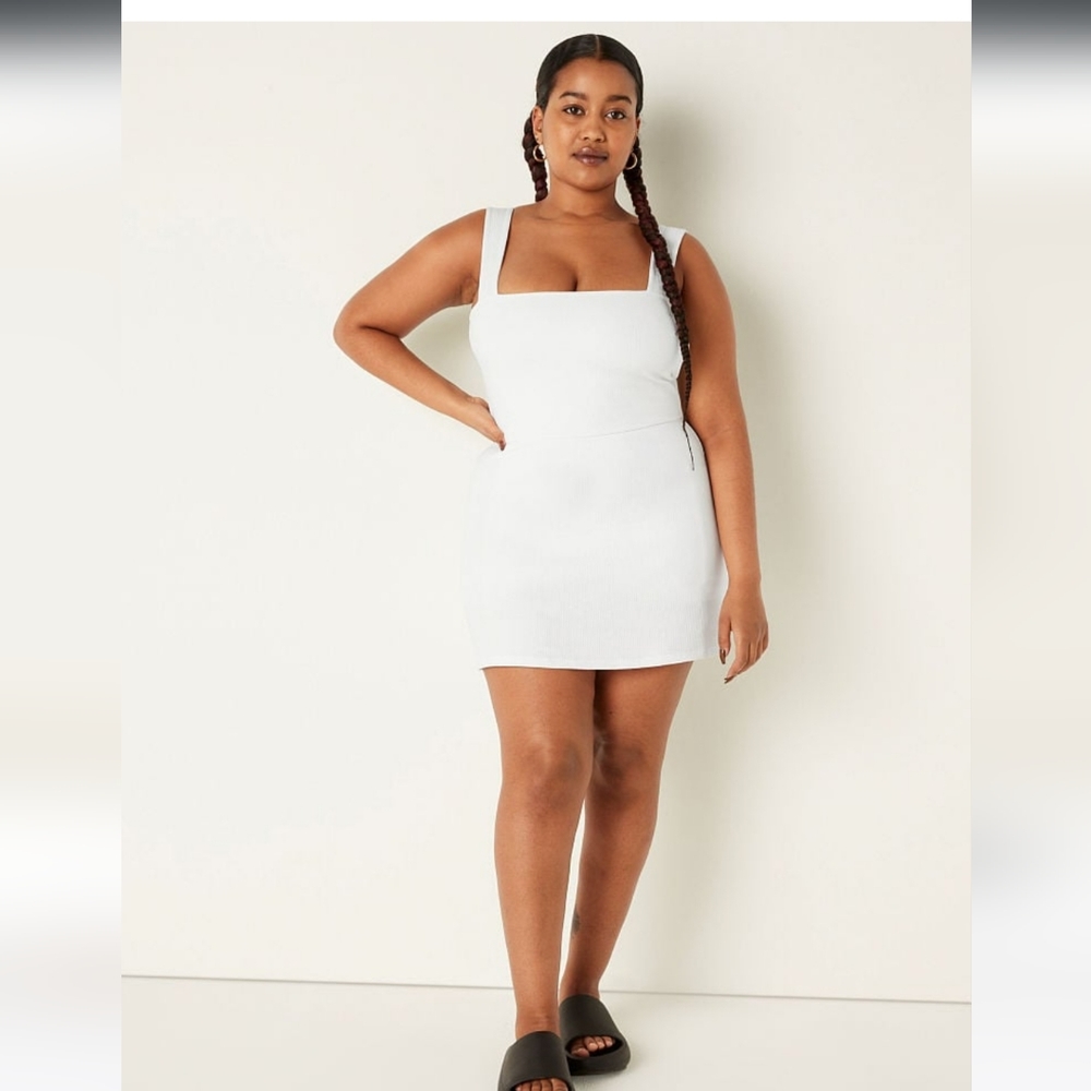 Pink Ribbed Square Neck Active Dress - Picture 8 of 10